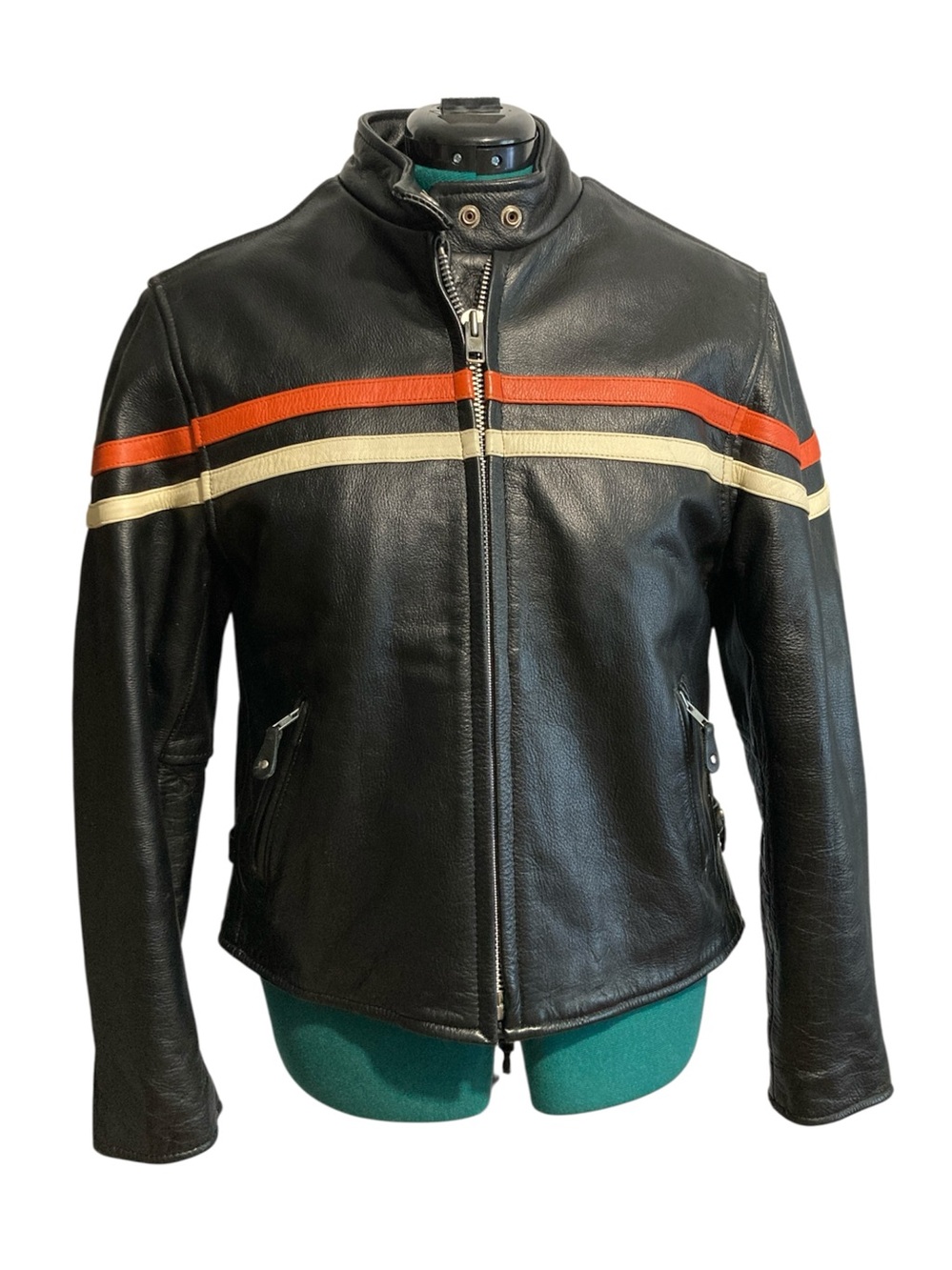 Hot Leathers Striped Leather Racing Moto Jacket
